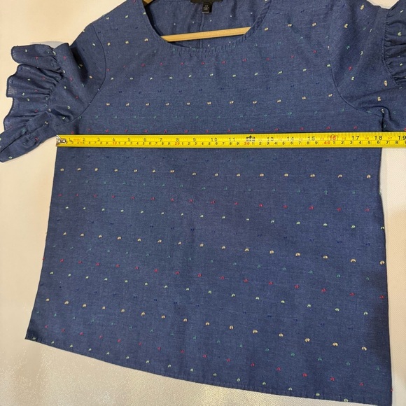 DREW Navy Blue And Multicolored Polkadot Ruffle Sleeve Top in size XS - Picture 5 of 7